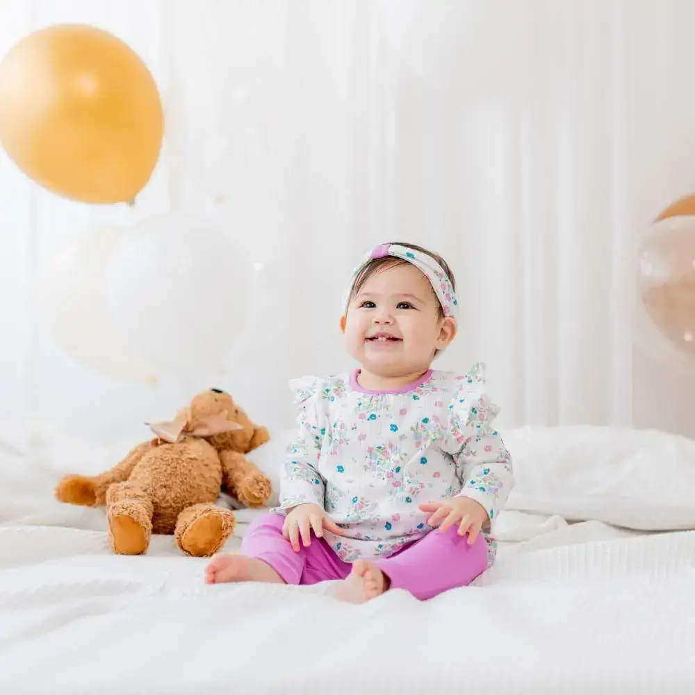 【Little Me】花束上衣/長褲/髮帶