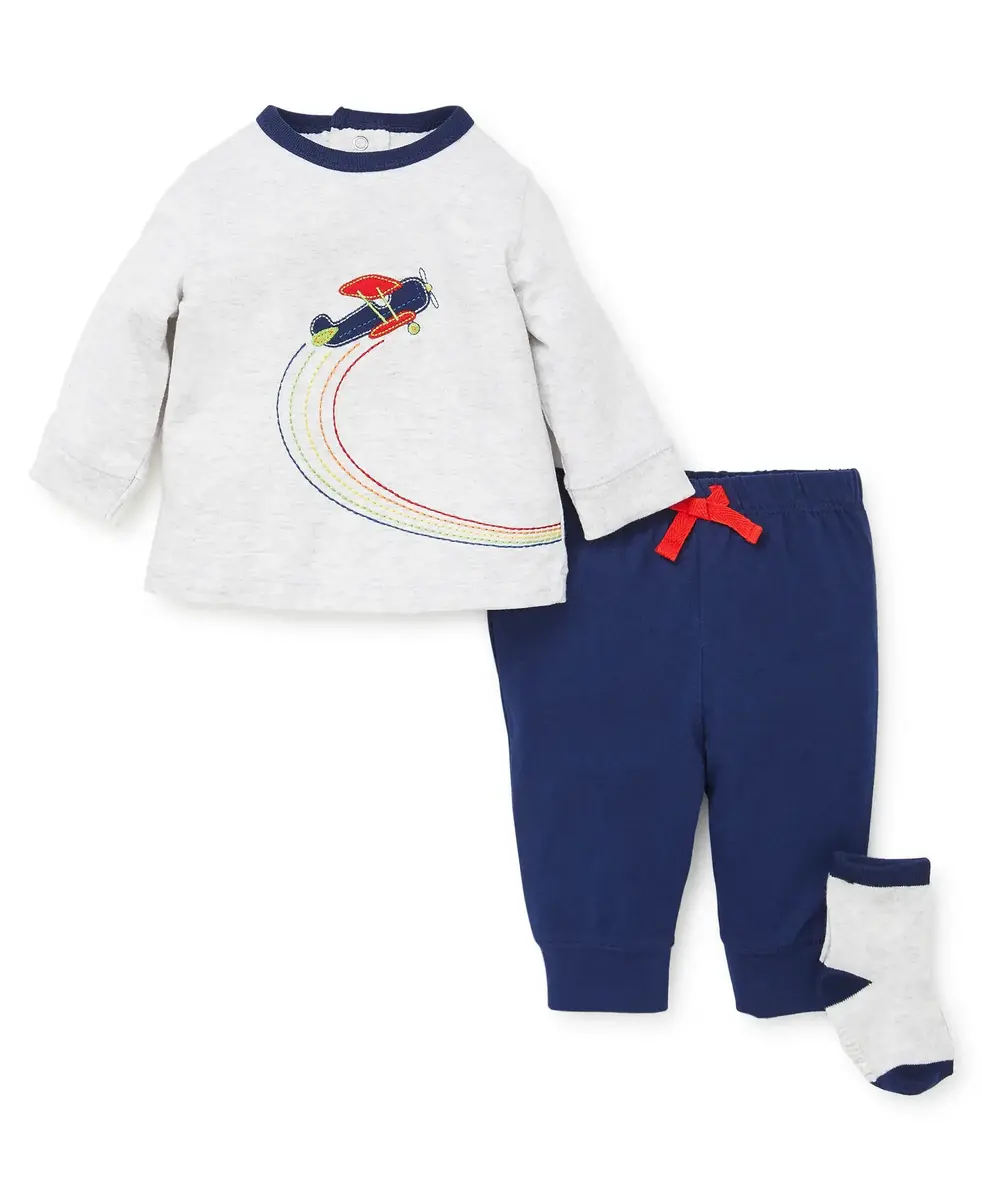 【Little Me】飛機慢跑運動上衣/長褲/襪子