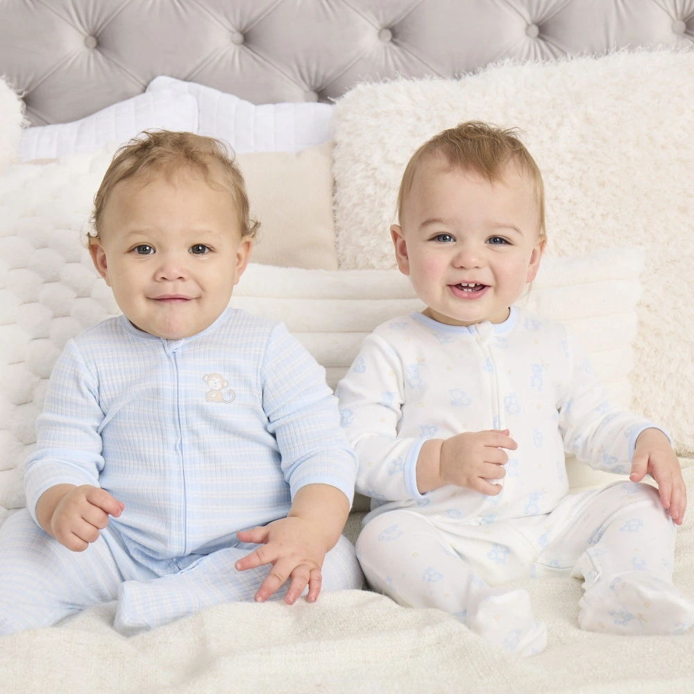 【Little Me】藍猴有機棉連腳兔裝二件組