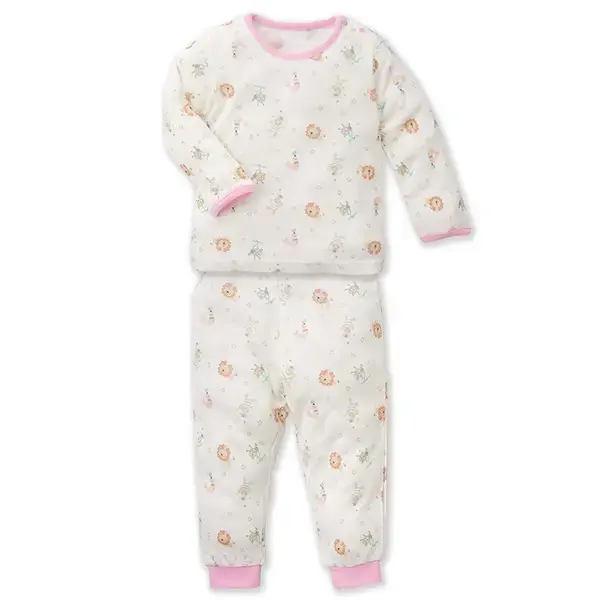 【Baby City娃娃城】天絲棉長袖肩開套裝-粉色馬戲團