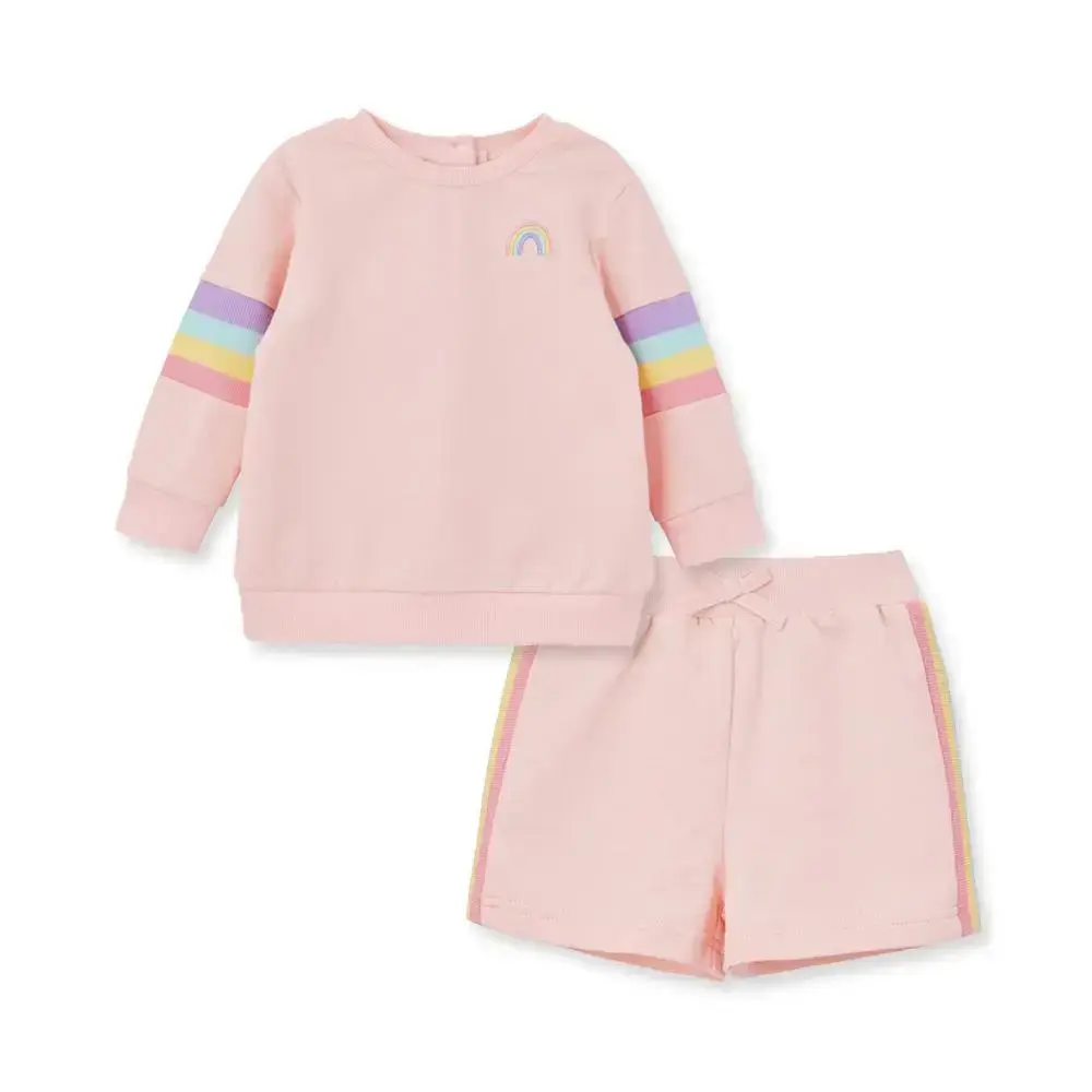 【Little Me】彩虹運動上衣/短褲二件組