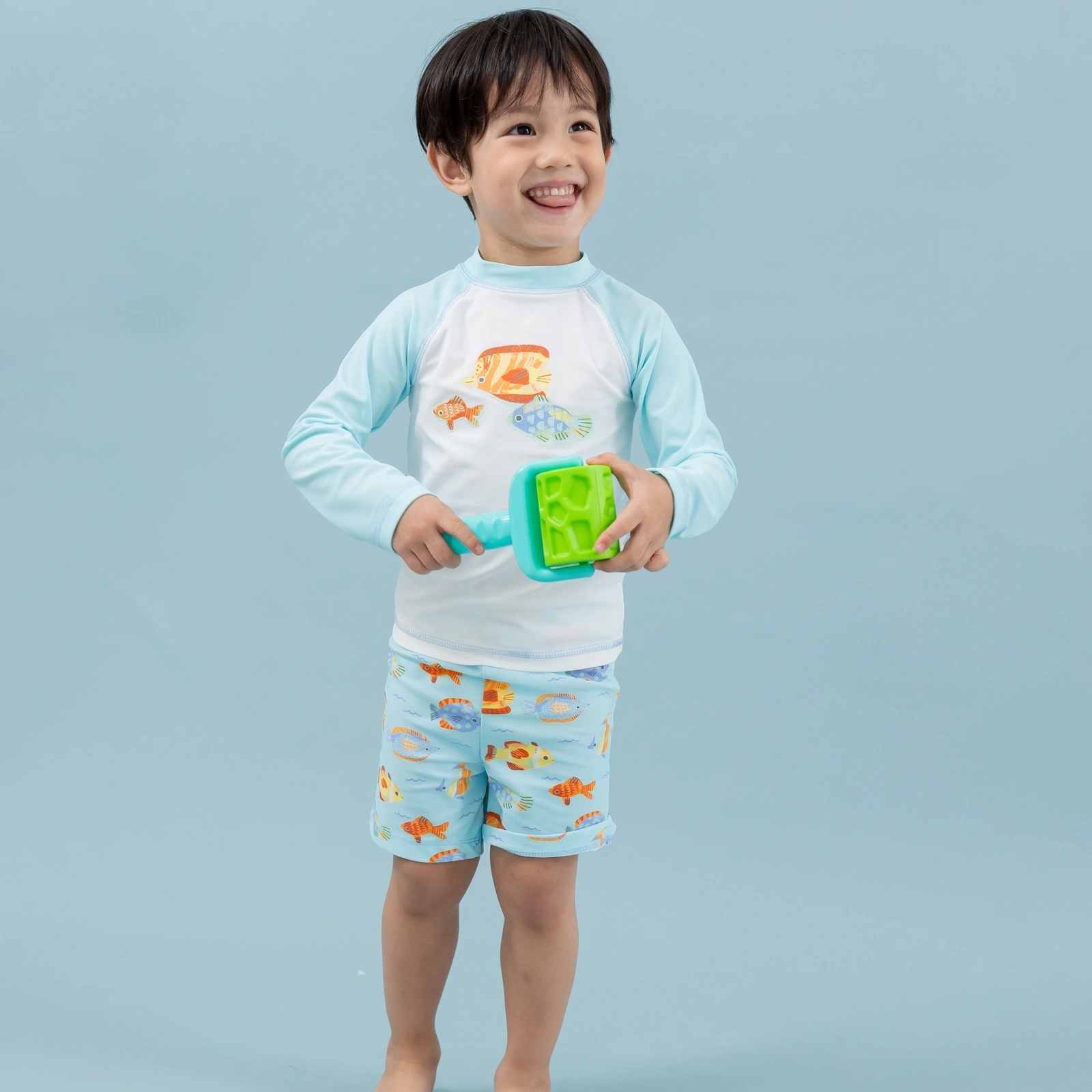 【Little Me】熱帶魚長袖防護泳裝組