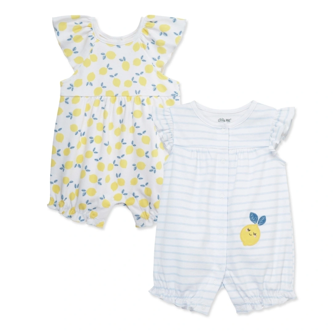 【Little Me】檸檬條紋短兔裝二入組