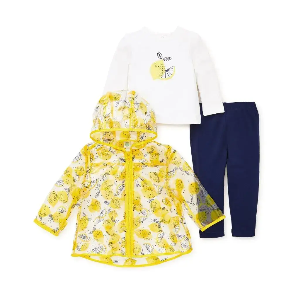 【Little Me】檸檬上衣/長褲/雨衣3件組