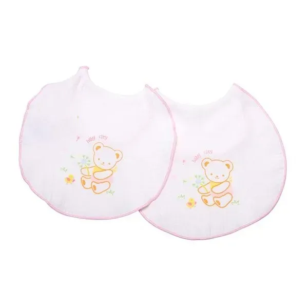 【Baby City娃娃城】寶貝熊天絲棉紗布口水兜2入