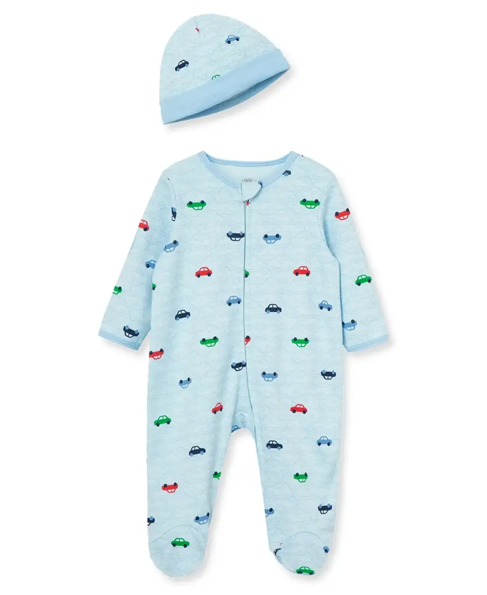 【Little Me】彩色車子連腳兔裝/帽子