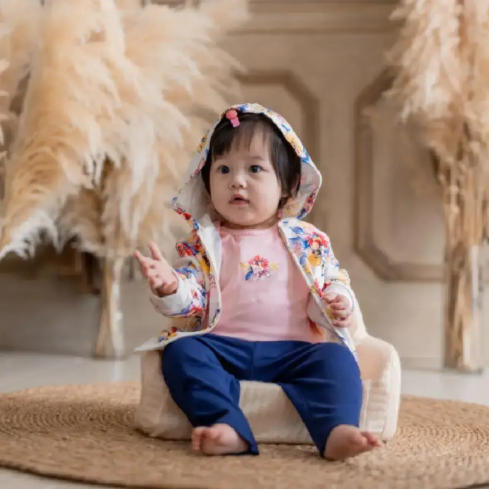 【Little Me】花卉連帽外套/連身衣/褲子