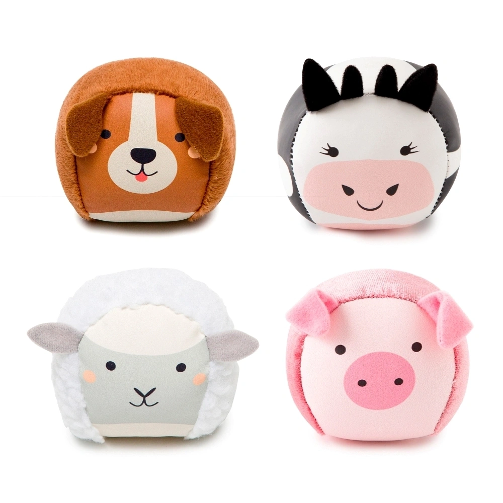 【Little big friends 】可愛動物皮球四件組/農場動物 手眼協調  感官探索 抓握練習 軟皮球