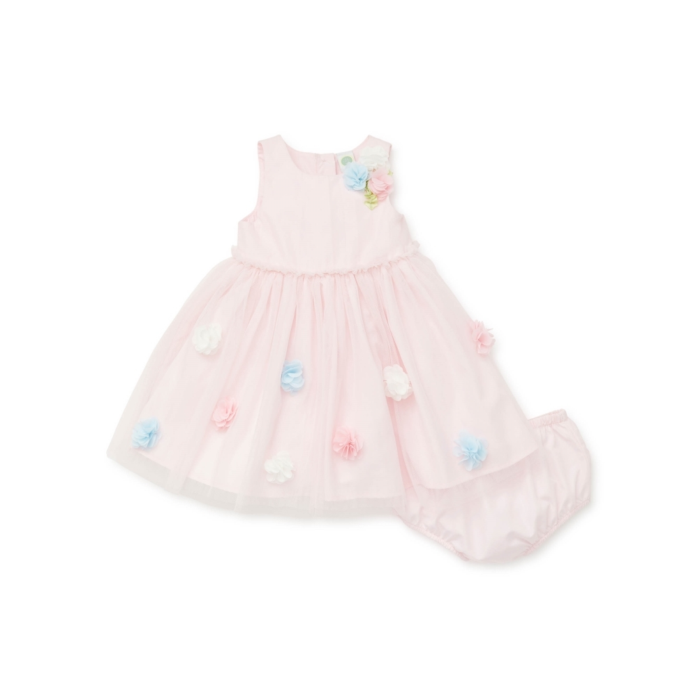 【Little Me】粉色立體花朵洋裝