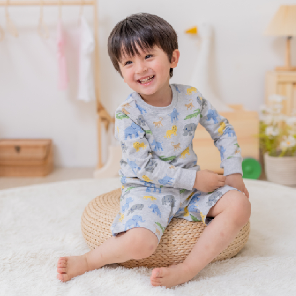 【Little Me】動物探險運動上衣/短褲二件組