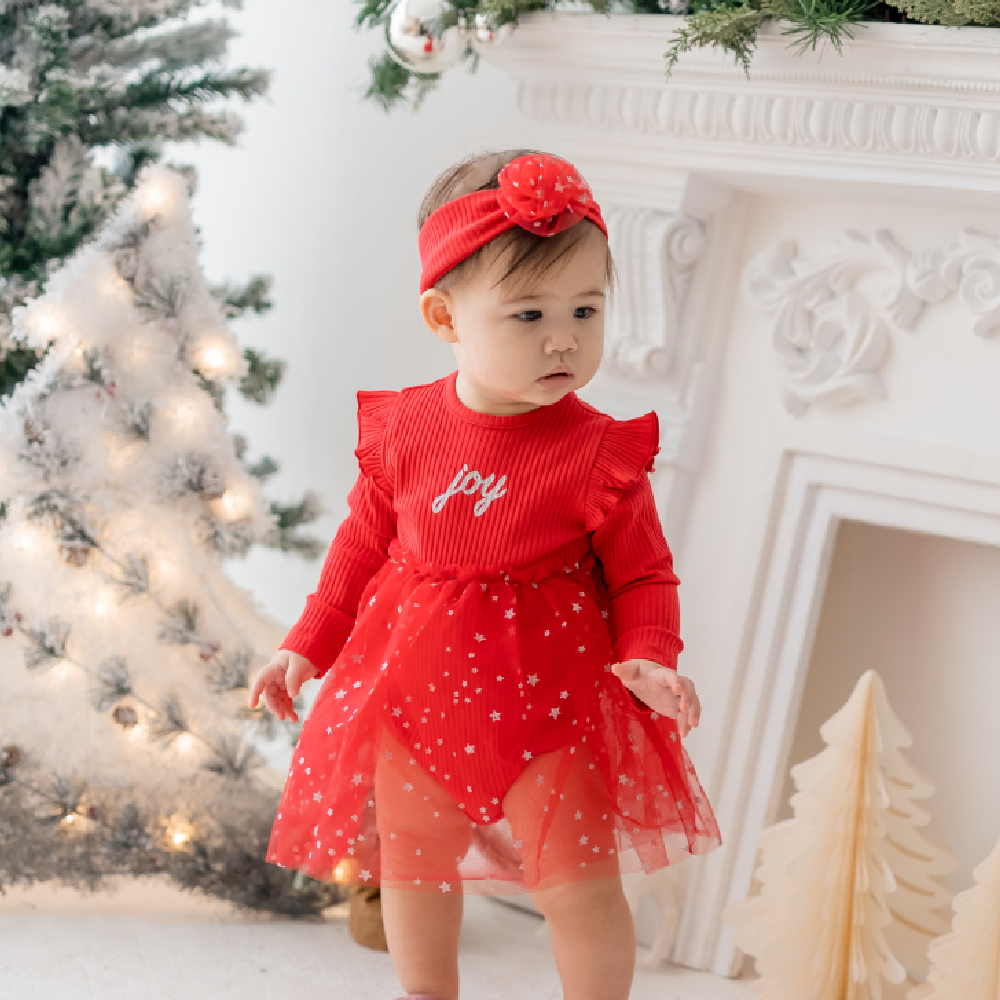 【Little Me】紅色歡樂紗裙/髮帶