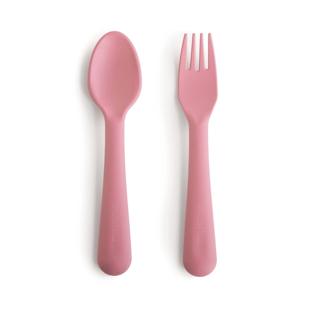 【mushie】幼兒叉匙組/霧玫 幼兒餐具 寶寶餐具 學習餐具 幼兒自主進食 兒童餐具組 副食品餐具 PP餐具