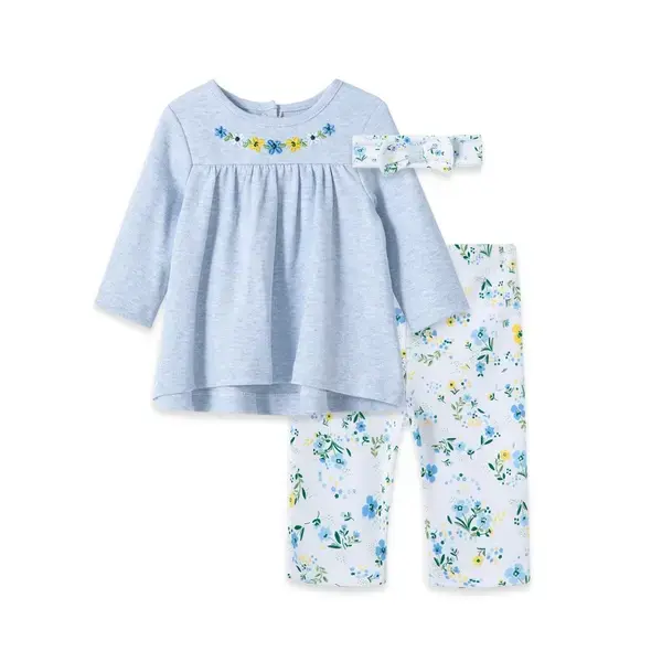 【Little Me】藍色草地上衣/緊身褲/髮帶