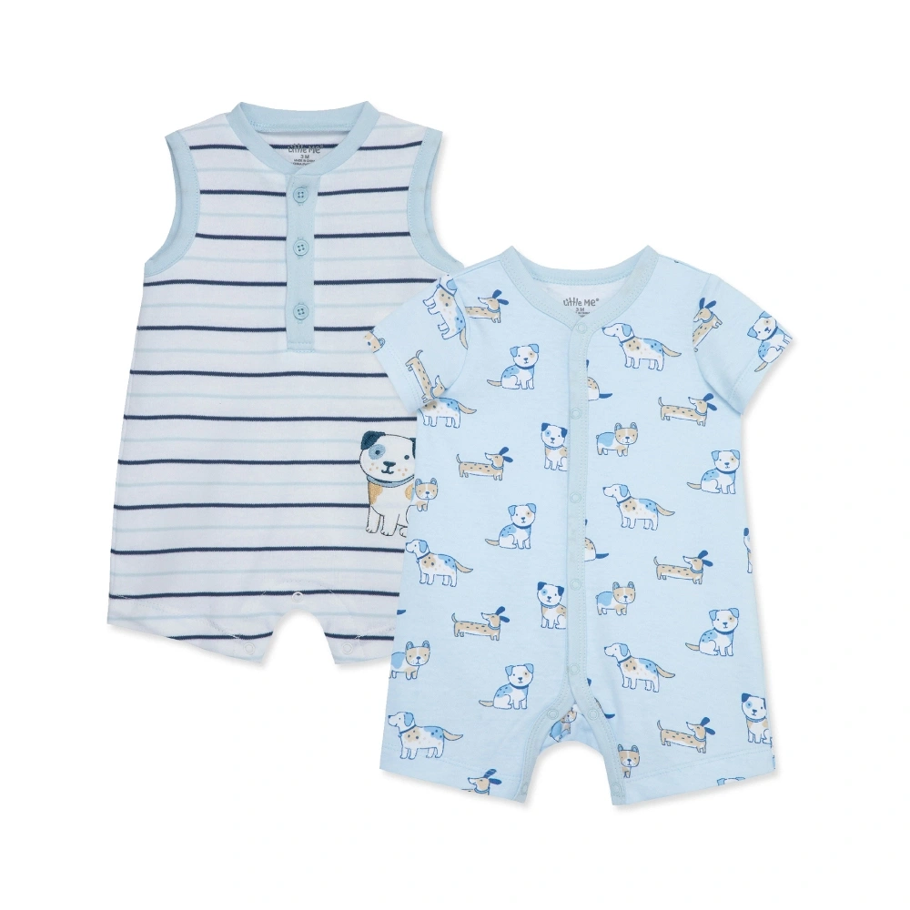 【Little Me】小狗條紋短兔裝二入組