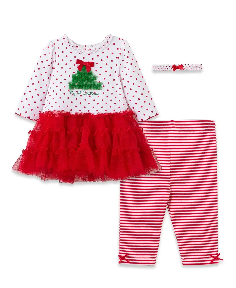 【Little Me】聖誕樹短裙上衣/緊身褲/髮帶