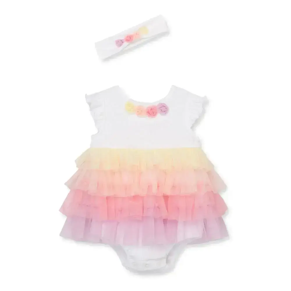 【Little Me】彩虹紗裙連身衣/髮帶