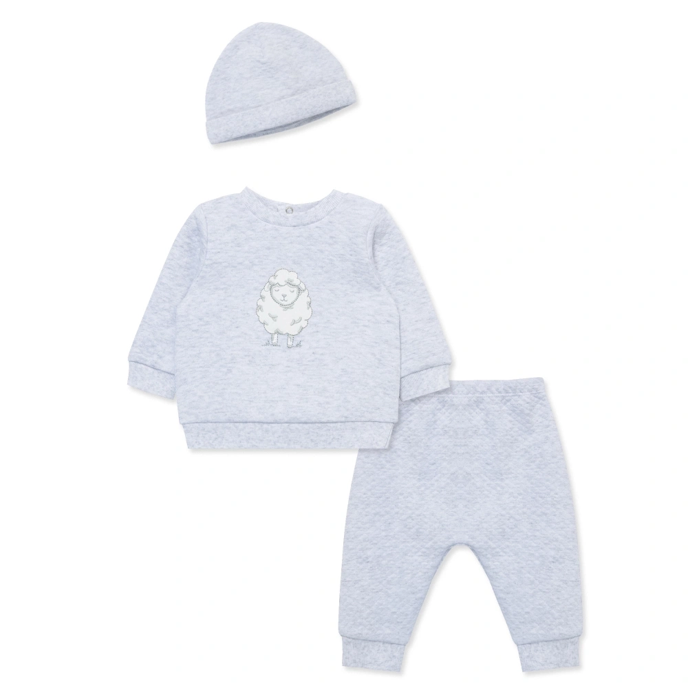 【Little Me】灰羊有機棉上衣/長褲/帽子