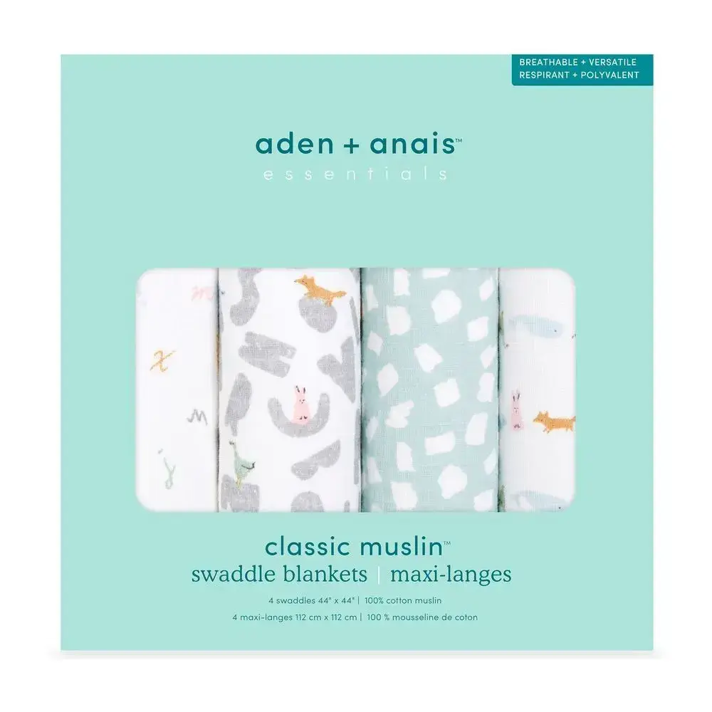 【Aden & Anais】經典多功能包巾4入/動物學園