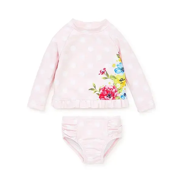 【Little Me】小花點點長袖防護泳裝二件組