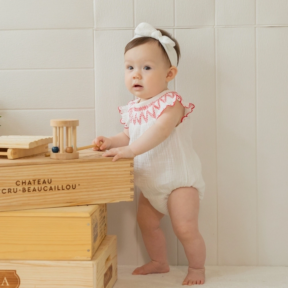 【Little Me】皺褶泡泡連身衣/髮帶