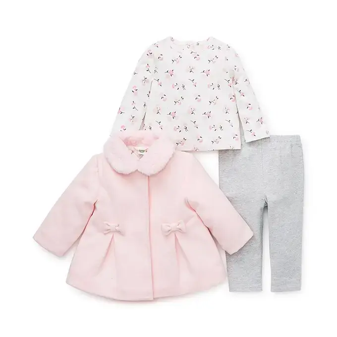 【Little Me】粉色蝴蝶結外套＋上衣＋長褲