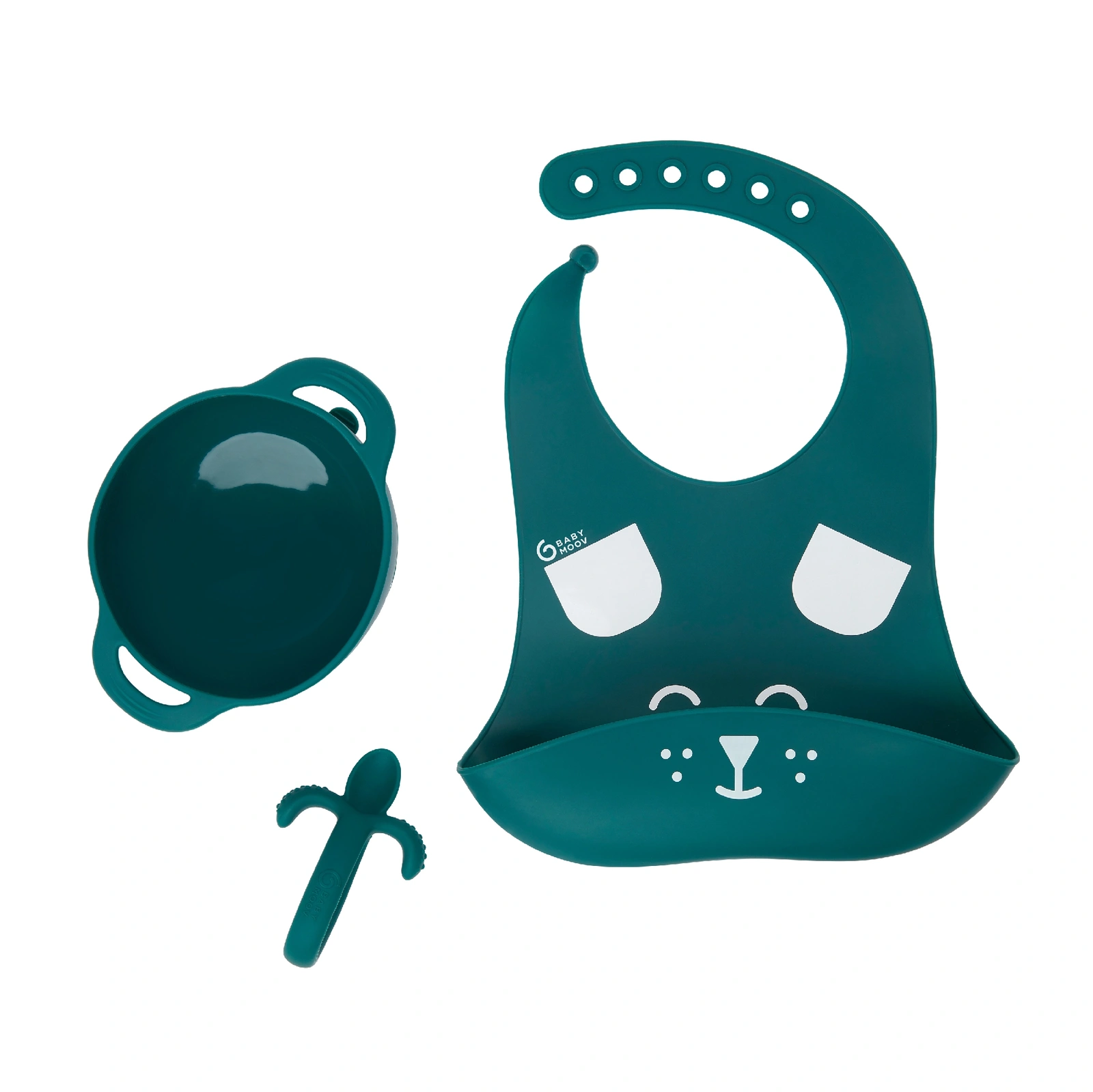 【Babymoov】嬰兒矽膠餵食三件套組/小狗