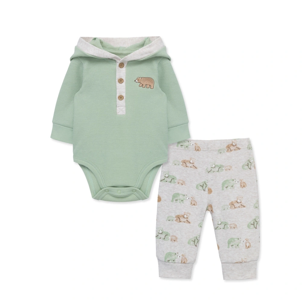 【Little Me】小熊帶帽連身衣/長褲