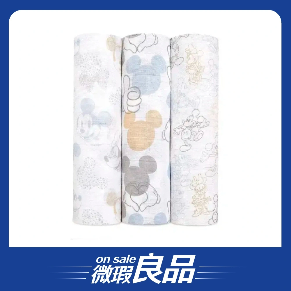 【盒損良品】【Aden & Anais】經典多功能包巾3入/魔幻米奇米妮