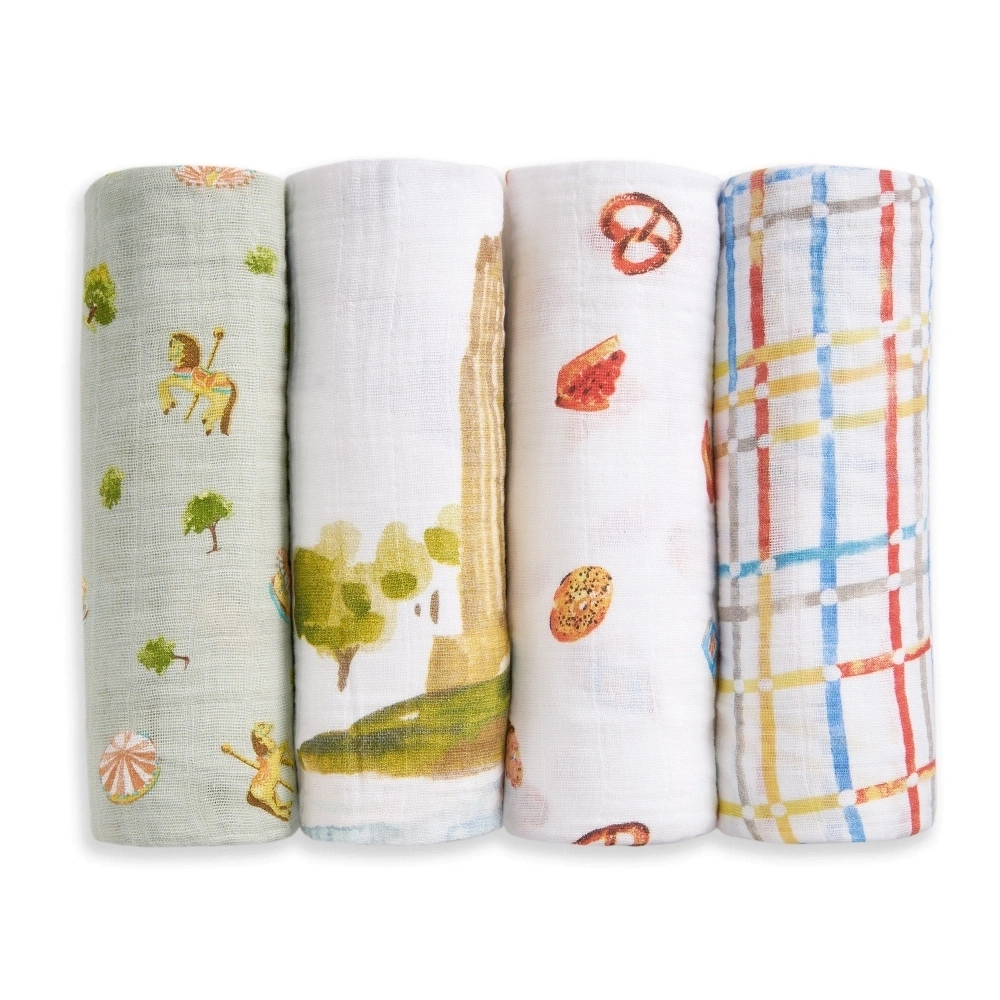 【Aden&Anais】有機棉包巾4入/紐約風尚 異膚寶寶友善 新生兒包巾 月中愛用 越洗越柔軟 枕巾 小被被 寶寶床單  彌月禮盒 月中推薦 印度製