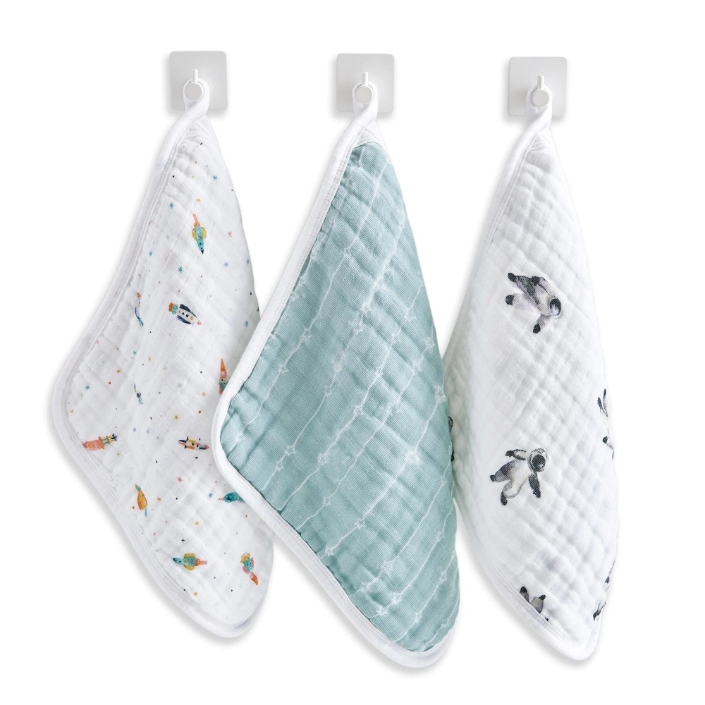 【Aden & Anais】有機棉方巾3入/宇宙巡航 拍嗝巾 紗布手帕 紗布巾 洗臉洗澡巾 寶寶用品 口水巾 親膚吸水快乾 印度製
