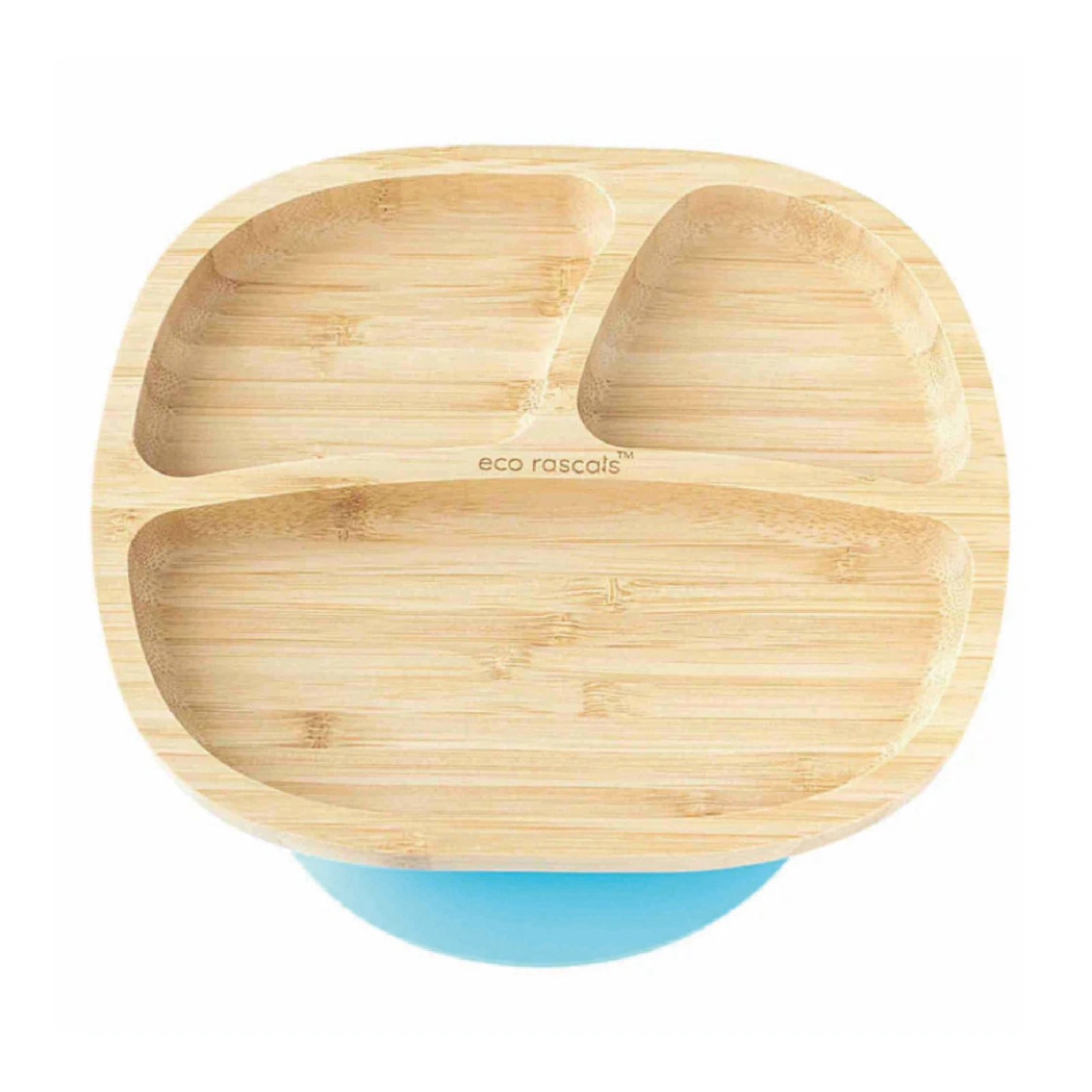 【eco rascals】 竹製餐盤-方形三格盤/藍