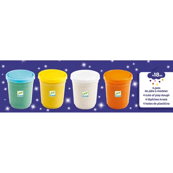 【DJECO智荷】創意手捏土/4色手捏土(閃亮組)
