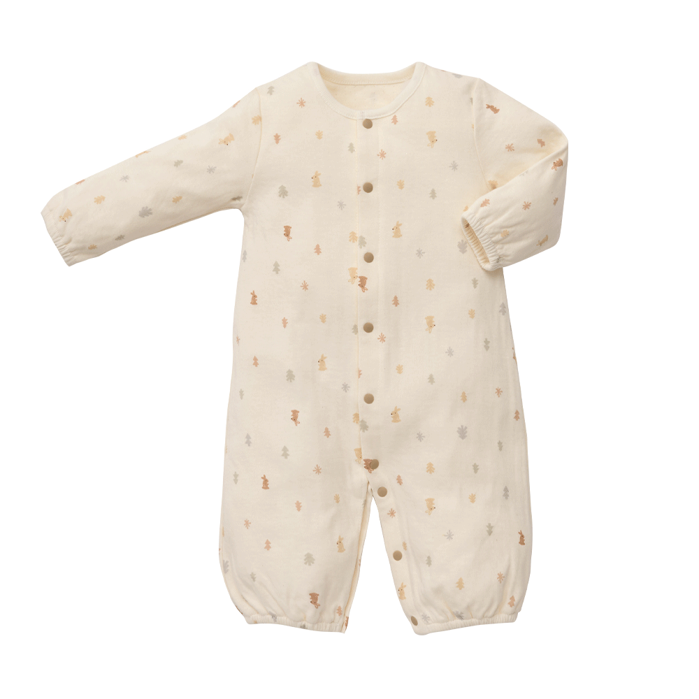 【Baby City娃娃城】有機棉長袖兩用兔裝50-70cm/小兔森林