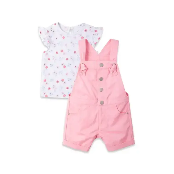 【Little Me】粉紅小花吊帶褲套裝