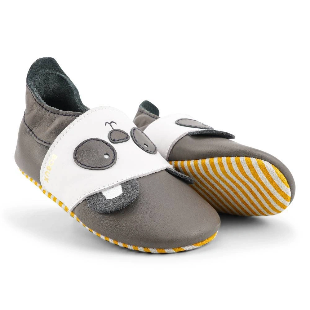 【BOBUX】真皮寶寶成長鞋/熊貓男孩/碳灰