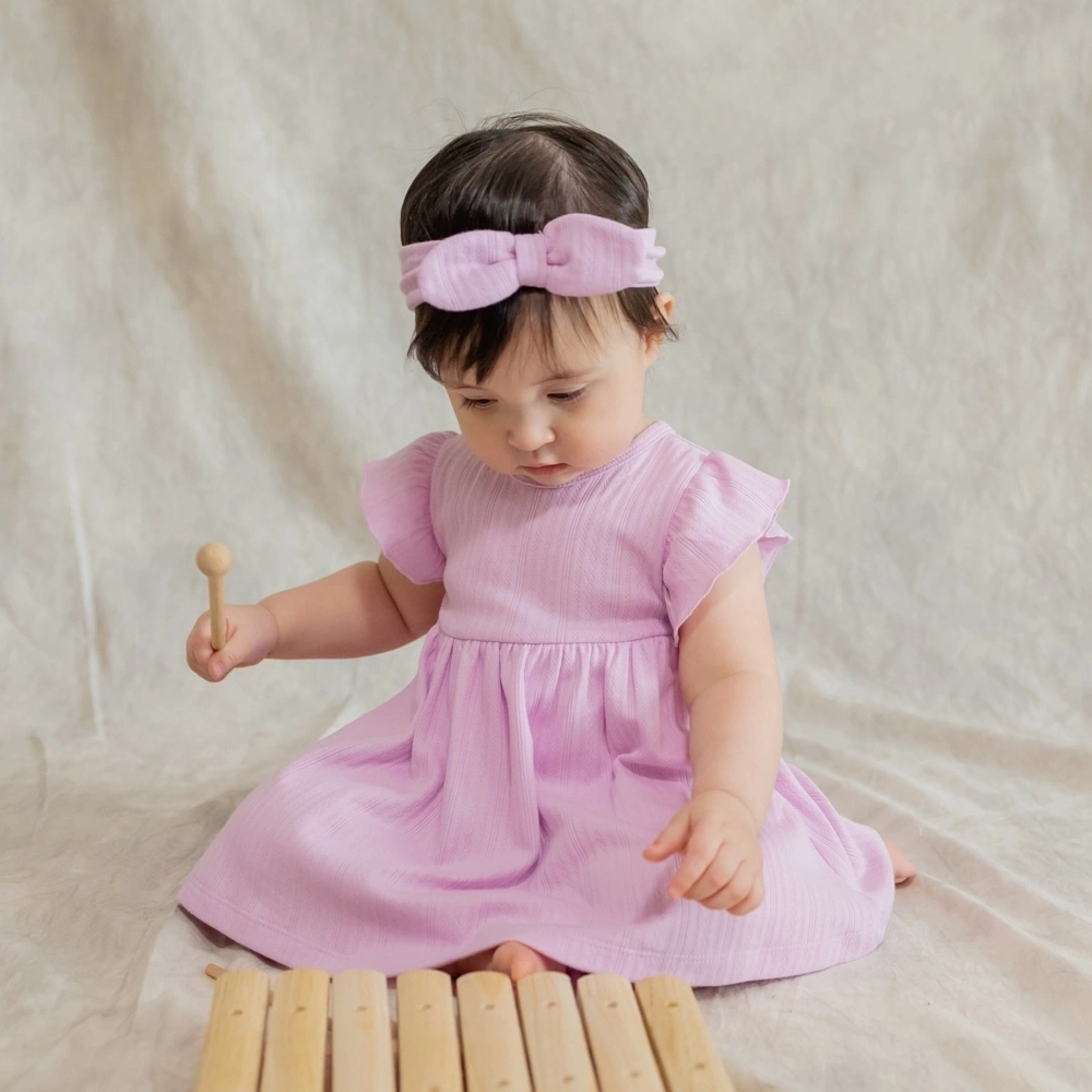 【Little Me】紫色帶裙連身衣/髮帶