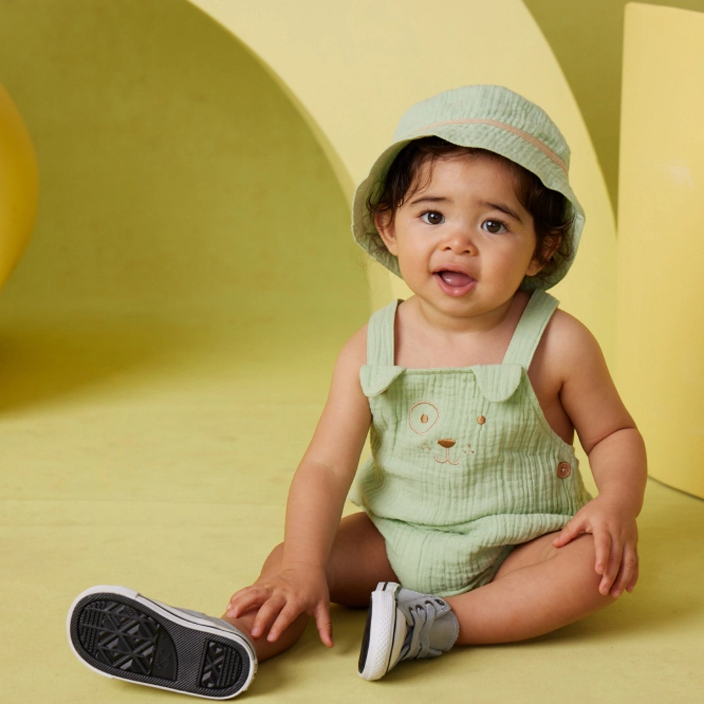 【Little Me】綠色小狗連衣褲/帽子