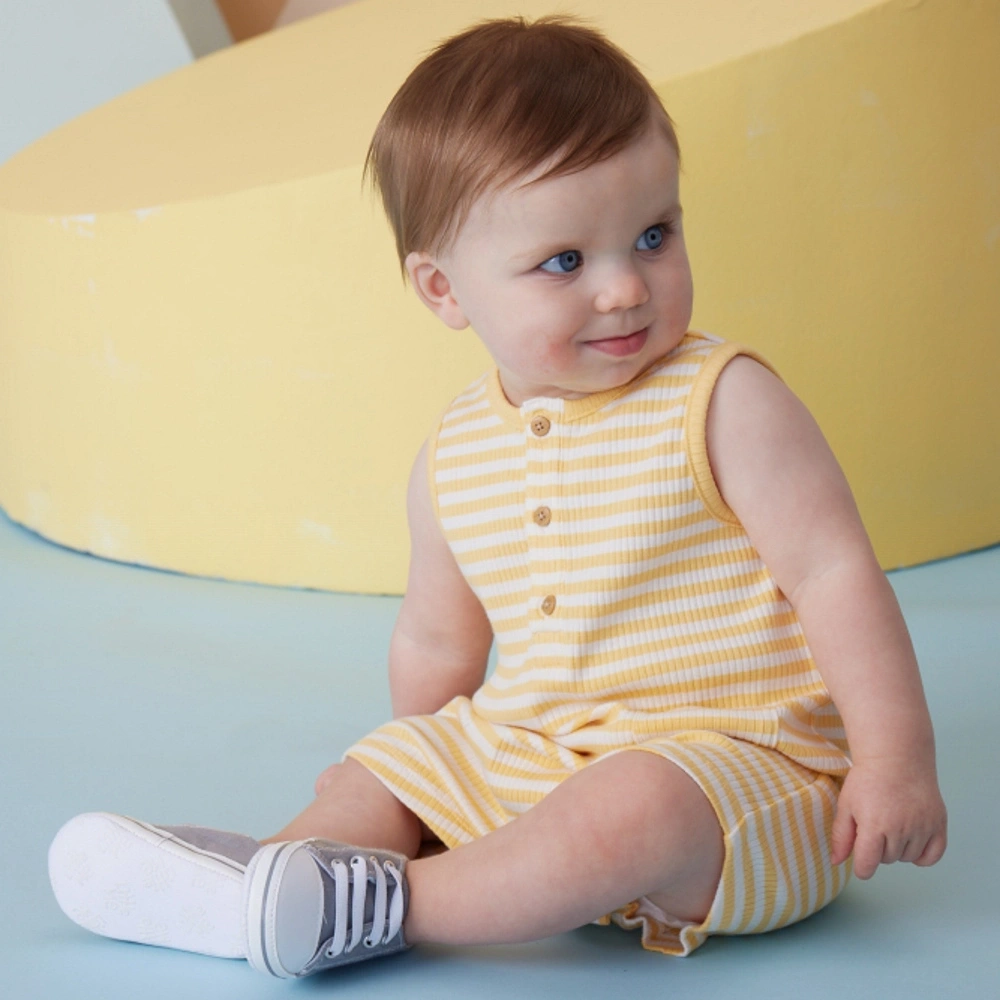 【Little Me】黃色條紋背心短兔裝