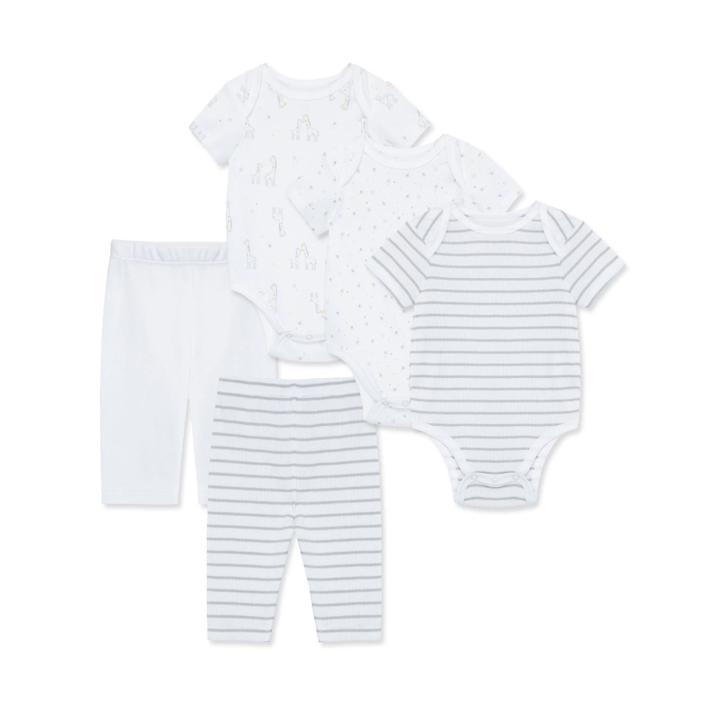 【Little Me】簡約連身衣三入/長褲二入組