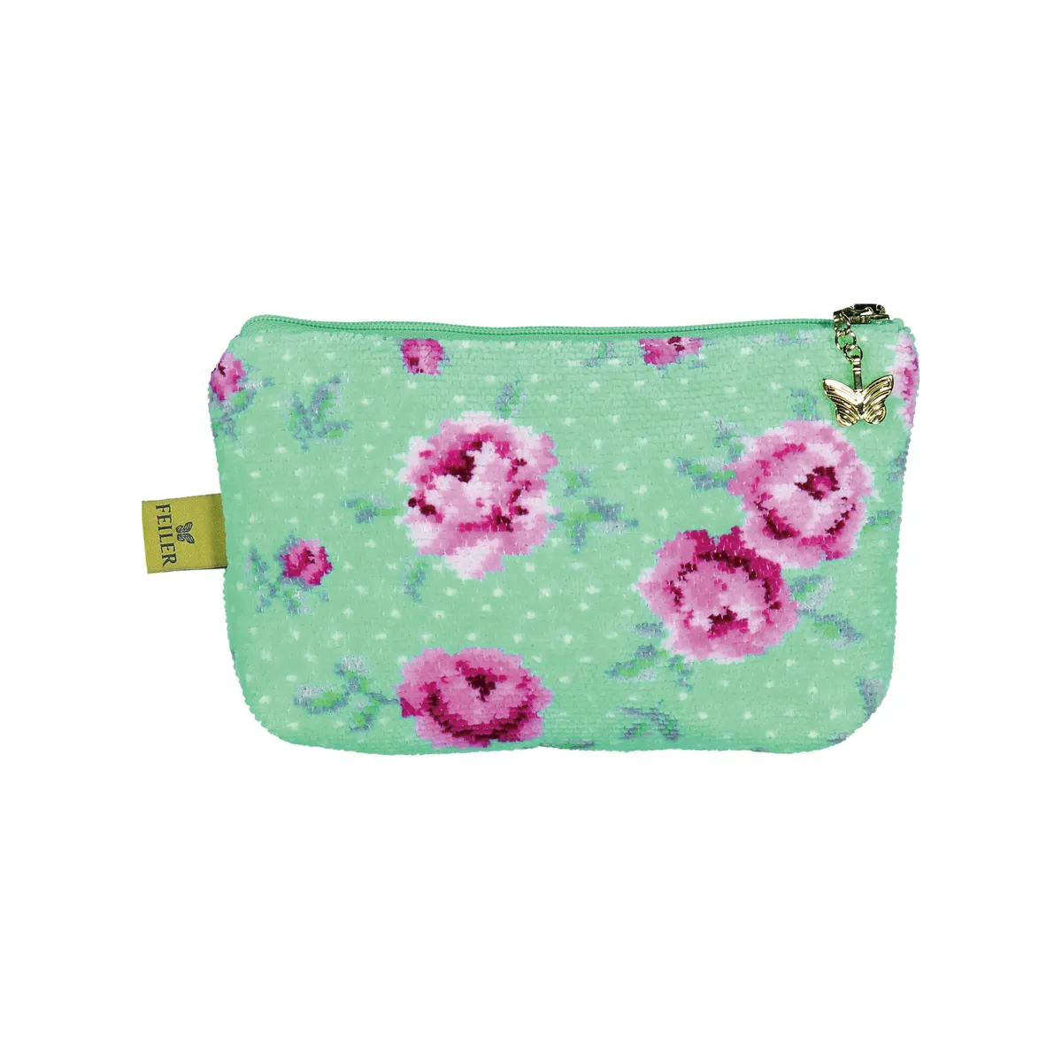 【feiler】粉紅小花收納袋(18x11x4)綠