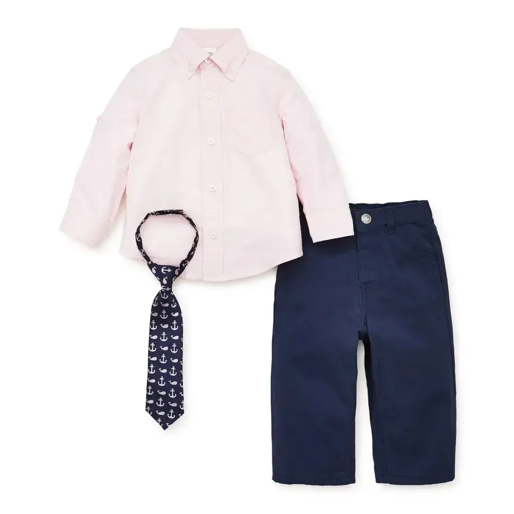 【Little Me】粉紅襯衫/7分褲組