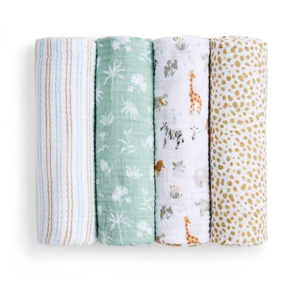 【Aden&Anais】經典多功能包巾4入/彩墨叢林