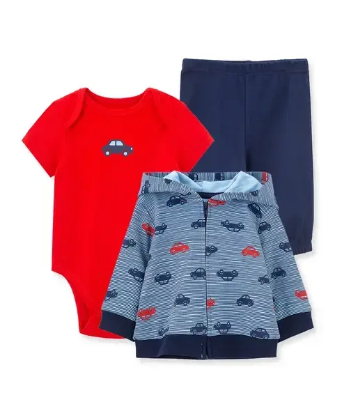 【Little Me】車子連帽外套＋連身衣＋褲子