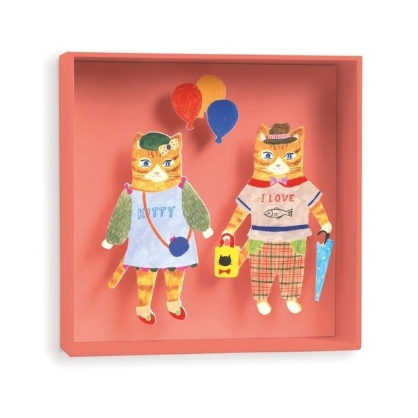 【DJECO智荷】方框畫/貓兒愛氣球方框畫