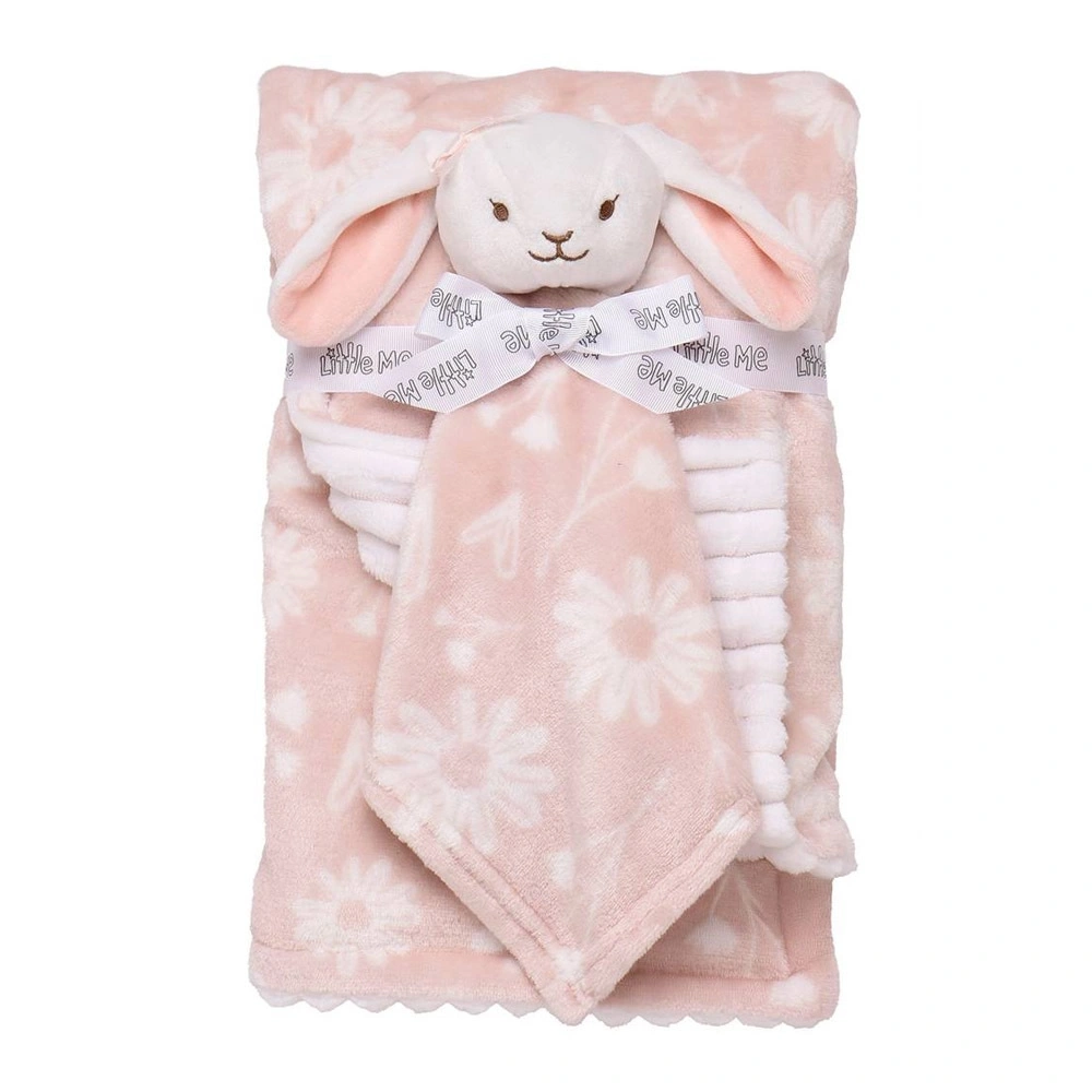 【Little Me】兔子安撫巾/粉色印花蓋毯組