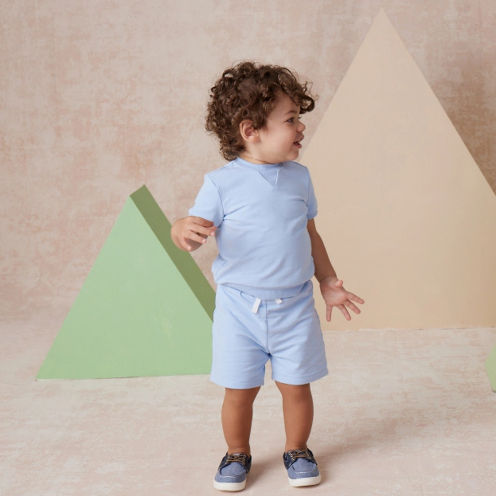 【Little Me】藍色棉質上衣/褲子