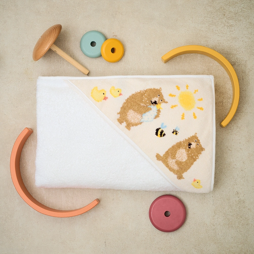 【feiler】阿班熊好朋友連帽浴巾(80x80)