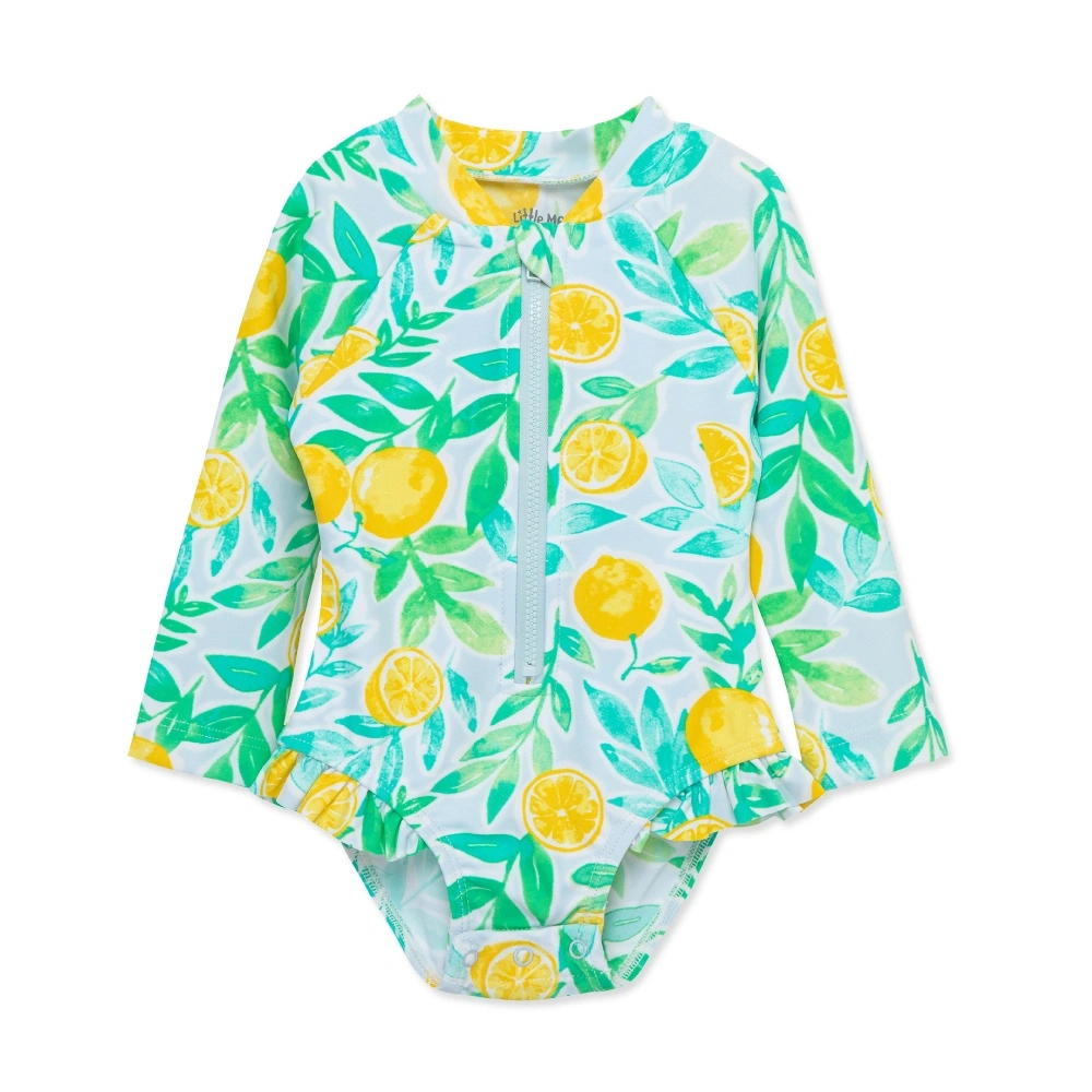 【Little Me】夏日檸檬長袖防護泳裝