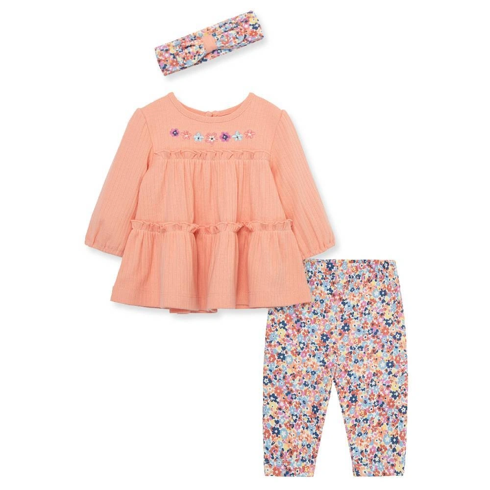 【Little Me】甜美花朵上衣/長褲/髮帶