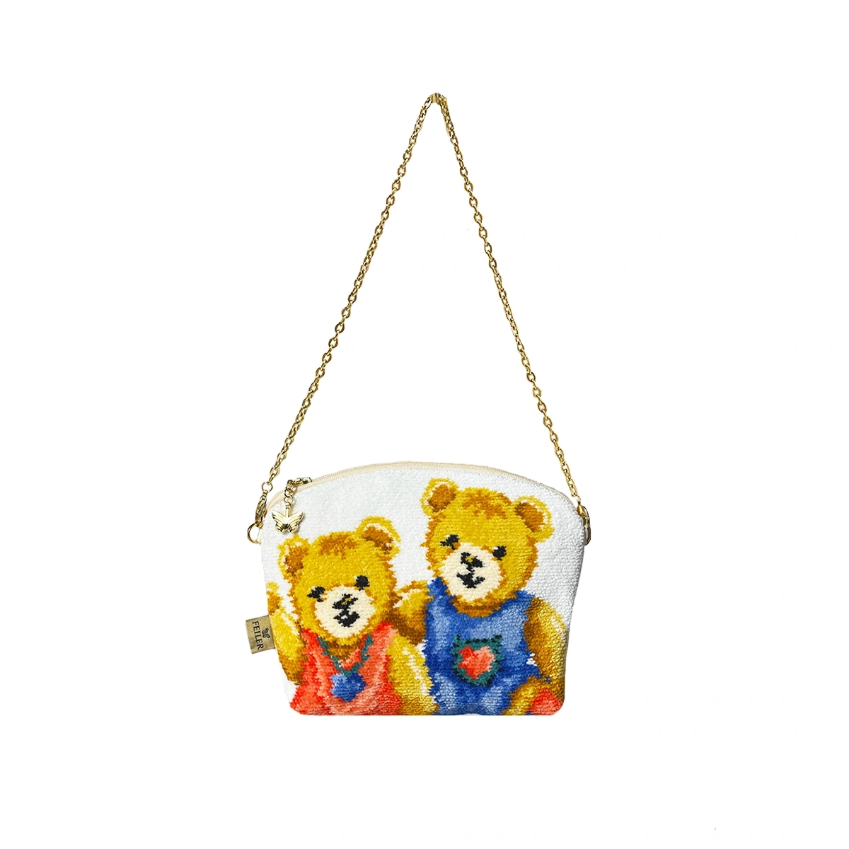 【feiler】泰迪熊鍊條貝殼化妝包(21X15X4)